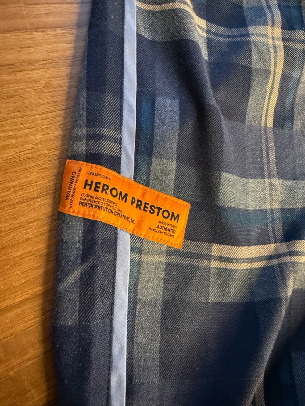 Heron Preston FW19 Plaid Stripe Track Pants Rare Text Made in Italy Size med - Picture 7 of 15